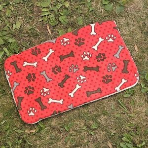 NEW! Paw Prints + Bones Pet Mat - Small - 3 Layers Fleece Sherpa | Dog Cat Baby